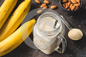 Delicious Banana Smoothie In Glass Cup