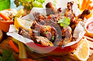 Delicious barbecue chicken wings