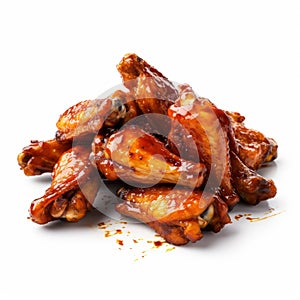 Delicious Barbecue Chicken Wings On White Background