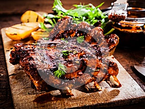 Delicious barbecued ribs