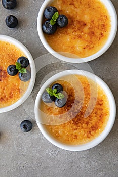 Delicious beautiful Vanilla Creme Brulee  or crema catalana dessert