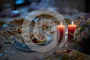 Delicious and beautifully decorated candlelit dinner