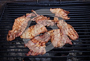 Delicious beef steak on a barbecue grill