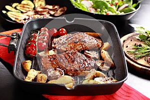 Delicious beef steak with grilled vegetable