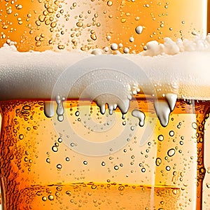 Delicious beer with foam in a glass - ai generated image