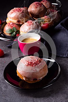 A Delicious Berlin donuts filled with raspberry jam