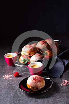 A Delicious Berlin donuts filled with raspberry jam