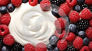 Delicious Berry Yogurt background - Fresh and Nutritious Snack