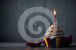 Delicious Birthday Cupcake with Handcrafted Frosting - Generative AI