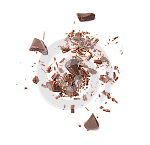 Delicious black chocolate shavings and pieces