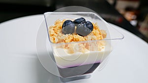 Delicious blueberry panacotta dessert photo