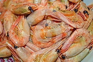 Delicious boiled shrimp.