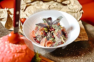 Delicious Bowl of Food Resting on Wooden Table