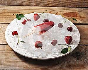 Delicious bowls of strawberry and vanilla ice cream
