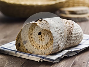 Delicious bread on a wood table