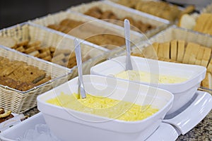 Delicious breakfast buffet with bread and butter 1