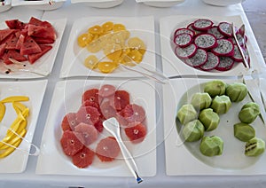 Delicious breakfast buffet fruit at Masseria Torre Coccaro Resort