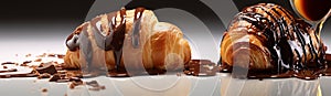 Delicious Breakfast - Chocolate Croissant with Realistic Details. Culinary photography that captures the detail