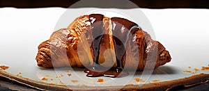 Delicious Breakfast - Chocolate Croissant with Realistic Details. Culinary photography that captures the detail