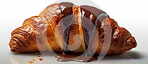 Delicious Breakfast - Chocolate Croissant with Realistic Details. Culinary photography that captures the detail