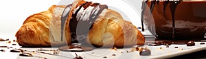 Delicious Breakfast - Chocolate Croissant with Realistic Details. Culinary photography that captures the detail