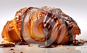 Delicious Breakfast - Chocolate Croissant with Realistic Details. Culinary photography that captures the detail