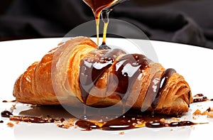 Delicious Breakfast - Chocolate Croissant with Realistic Details. Culinary photography that captures the detail