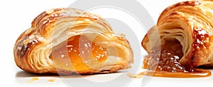 Delicious Breakfast - Croissant with Jam and Realistic Details. Culinary photography capturing the detail and