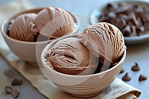 Delicious brown chocolate ice cream. Generative AI