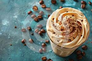 Delicious brown coffee ice cream. Generative AI