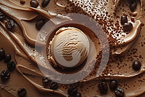 Delicious brown coffee ice cream. Generative AI