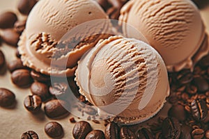 Delicious brown coffee ice cream. Generative AI