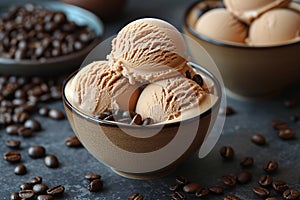 Delicious brown coffee ice cream. Generative AI