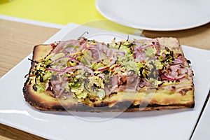 Delicious brussels sprout and prosciutto flatbread