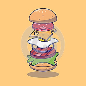 Delicious burger fast food illustration design