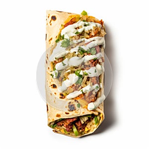 Delicious Burrito With Sauce And Noodles - A Fusion Of Flavors