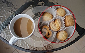 Delicious butter biscuits with coffee