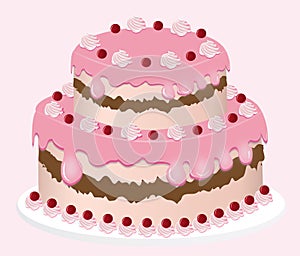 Delicious cake vector set on pink background