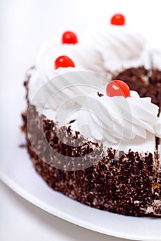 Delicious cake with whipped cream