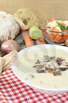 Delicious calf soup mt mushrooms