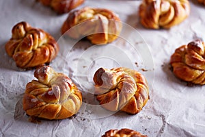 Delicious cardamom roll close-up