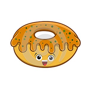 Delicious cartoon donut, vector illustration
