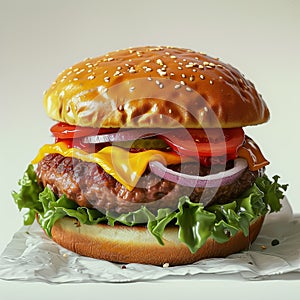Delicious cheeseburger with fresh ingredients