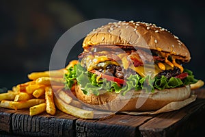 Delicious Cheeseburger with Fries