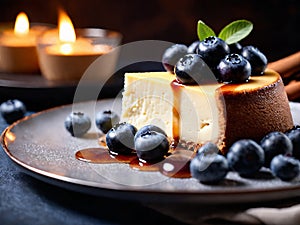 Delicious Cheesecake with blueberries