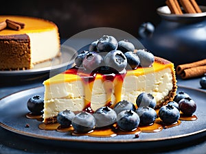 Delicious Cheesecake with blueberries