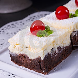 Delicious cherry cream cake