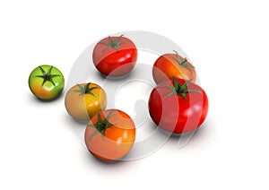 Delicious cherry tomatoes isolated on white background