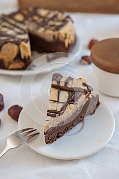 Delicious chestnut cake with almonds and chocolate glaze