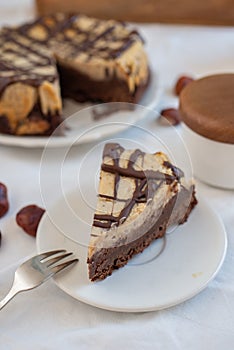 Delicious chestnut cake with almonds and chocolate glaze